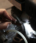 Using LED pen light from 5 Piece Cable Splicing Kit With Spring Loaded Scissors LED Pen Light And Durable Leather Pouch for inspection.