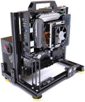 Open Frame PC Test Bench Case For DIY Rigs Aluminum Chassis For ITX MATX ATX EATX Motherboards Vertical Mount Open Air Design Liquid Cooling Ready 120 240 360 High Airflow Easy Build Black Finish with components installed