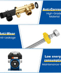 Instant Hot Water Delivery Recirculation Pump Replacement Kit With Durable Brass Valves And Quick Connect Lines, showing brass valve and quality hose.