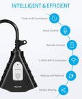 Badass Weather Resistant Smart Outdoor WiFi Plug With Three Heavy Duty Grounded Jacks, featuring voice control and waterproof design.