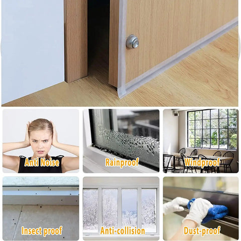 30 Ft Weather Stripping Door Seal Tape Silicone Self Adhesive Draft Stopper applied to door and window for draft prevention