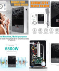 Instant 6500W Electric Water Heater For Bathroom And Dormitory With Digital Temp Display, compact wall-mounted heater with remote.