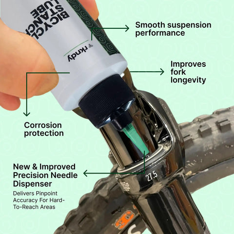 Applying Fork Stanchion And Shock Lube For Bikes Keeps Suspension Smooth Like Butter Reducing Stiction, Blocking Rust