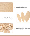 100 Pcs Wood Joiner Biscuits Beech Wood Dowels Set in three sizes showing material and features.