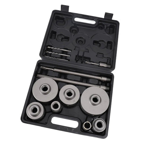 Rock Solid Concrete Hole Saw Kit 1 3/16 to 4 5/16 Inch Drill Bits Set For Brick Block And HVAC Jobs With Tungsten Steel Cutters And Storage Box, open case