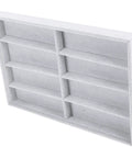 Stay Super Fresh With This Hella Soft Gray Velvet Jewelry Organizer Tray Featuring Eight Quick Grab Grids, Sleek Watch And Sunglasses Display Plate, Portable Drawer Storage, showing eight grid sections.
