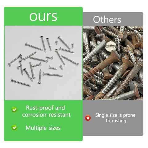 Wood Screw Kit With 1600 Pcs Assortment Nine Sizes From M2x4 To M2x20 Phillips Flat Head Self Tapping Screws comparison