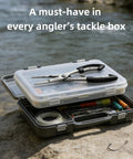 8.4 Inch Fishing Pliers With Safety Lock And Anti Loss Rope For Anglers on tackle box by river