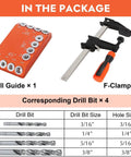 Heavy Duty Aluminum Drill Guide Jig With 30 45 90 Degree Angles Four Size Options Includes 6 Inch F Clamp For Angled And Straight Holes