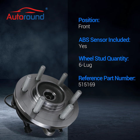 Front Wheel Bearing And Hub Assembly For Ford F150 2015 2016 2017 6 Lug 4WD With ABS Replacement Plug And Play Install