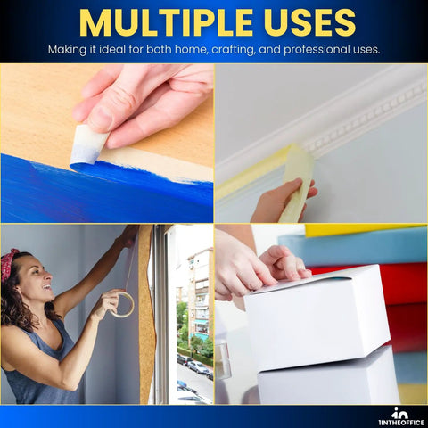 Beige Painter Tape For Crisp Lines And Trim, 0.7 Inch By 60 Yards, Pro Grade used on wood, crown molding, windows, and crafting.