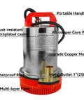 12V Submersible Deep Well Water Pump With 1 Inch Outlet For Irrigation And Home Use Upgraded Copper Motor For High Efficiency And Built To Last Anti Rust Construction And Quiet Operation Ideal For Well Pond Or Garden, showing metal outlet and electroplated casing with multi-layer filter.