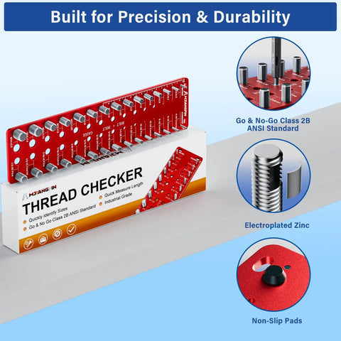 Wall Mounted Stainless Steel Thread Gauge Kit With Inch And Metric Sizes, 30 Nut And Bolt Thread Checker, 15 Standard And 15 Metric, Quick Read Bolt Size Finder For Home Workshop Great For Diyers mounted with zinc finish and non-slip pads