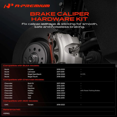 Premium Rear Left And Right Disc Brake Hardware Kit For Buick Encore LaCrosse Regal Chevrolet Bolt Cruze Equinox Malibu 2016 To 2022 Perfect Fitment Upgrade