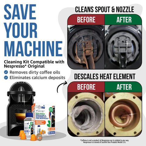 Descaling Kit With Two Use Descaling Solution And Four Cleaning Pods For Espresso Machines Removes Limescale And Cleans Pod Area Delivering Hotter Richer Tasting Coffee And Longer Machine Life For Your Home Barista Setup