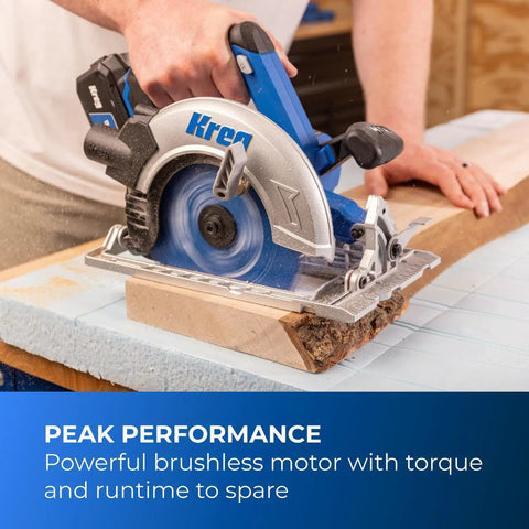20V Ionic Drive 7.25 Inch Circular Saw Bare Tool With Powerful Brushless Motor in use on wooden board