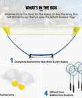 Backyard Badminton Set With Easy Setup Net 4 Steel Shaft Rackets 2 Durable Shuttlecocks 15 Feet Wide And 5 Feet Tall Court