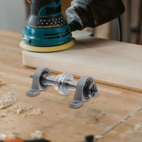 Bench Saw Spindle Bearing Seat Pulley With Belt Wheel For Woodworking Tools Replacement Spindle Assembly on workshop table.