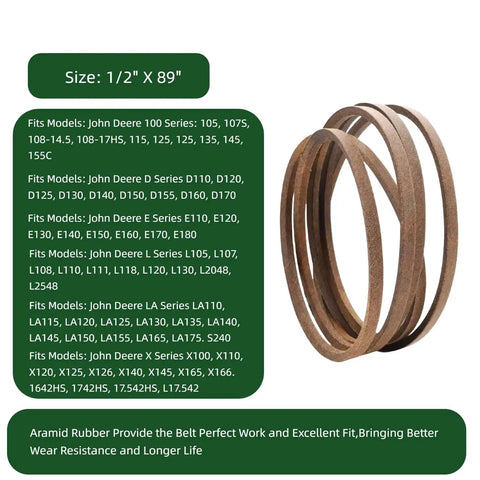 Heavy Duty Half Inch By Eighty Nine Inch Drive Belt Replaces OEM GX20006 And Fits A Wide Range Of Lawn Tractors And Mowers