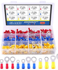 360 Piece Quick Disconnect Crimp Terminal Assortment Kit With Insulated Ring Terminals in M4 M5 M6 M8 for Automotive Projects