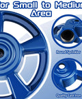 Heavy Duty Cast Iron Lawn Sprinkler For Yard And Garden Watering With American Threaded Joints Durable Weather Resistant Metal Sprinkler System Perfect For Irrigation And Lawn Care Blue Finish close-up with quality cast iron and round design