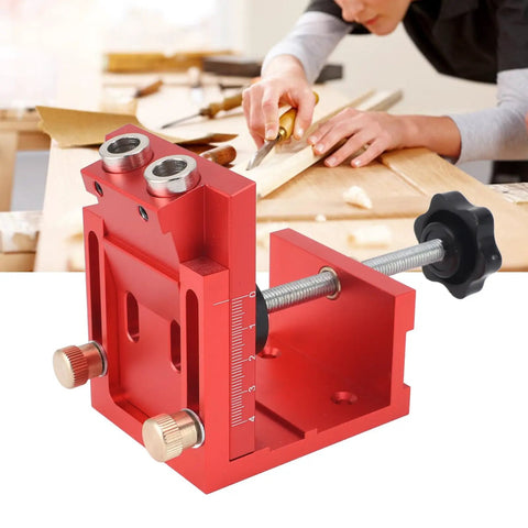 Pocket Hole Jig Kit For Woodworking With Precision Joint Angle Locator, aluminum alloy build, on a workshop table