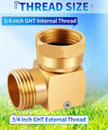 90 Degree Brass Hose Swivel Elbow 3/4 GHT Garden Hose Extension Connector No Kink Protector 360 Degree Rotating Fitting For RV Outdoor Use Heavy Duty Brass No Kink Design, 3/4 inch GHT thread