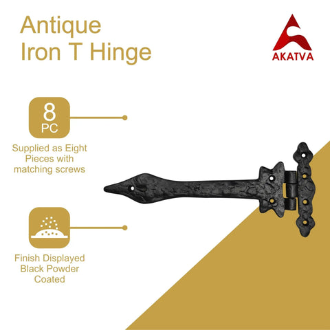 Heavy Duty Gate Hinges For Wooden Fences 8 Piece Set In Black Matte Finish Cast Iron With Electrostatic Coating Built To Last Outdoors