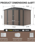 Rugged Metal Storage Shed With Sloping Roof For Backyard And Patio, dimensions 6x8ft, weatherproof galvanized steel construction