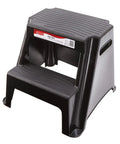 2 Step Molded Plastic Step Stool Lightweight With Slip Resistant Treads And Non Slip Feet Ideal For Kitchen Bathroom Office Or Garage Easy Carry With Cutout Handles Compact And Durable Amazon Exclusive, black color side view