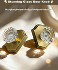 Octagonal Diamond Crystal Doorknob in Antique Brass Finish, Keyless Passage Door Knob with Heavy Duty Zinc Rosette Plate