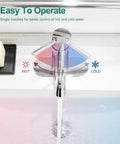 Chrome Single Handle Bathroom Faucet For One Hole Sink And Vanity Or Commercial Lavatory with hot and cold control