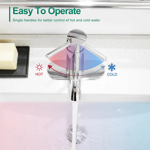 Chrome Single Handle Bathroom Faucet For One Hole Sink And Vanity Or Commercial Lavatory with hot and cold control