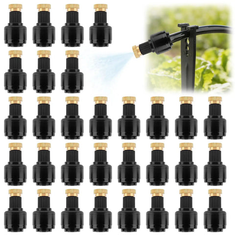 Thirty Piece One Quarter Inch Quick Connect Brass Misting Nozzles Set For Drip Irrigation Sprayer Copper Atomizing Nozzle Micro Sprinklers