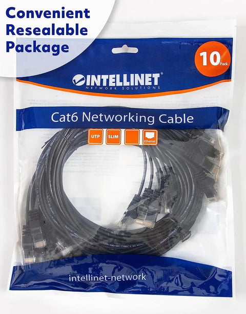 Slim Cat6 Ethernet Patch Cable 3ft 10 Pack Snagless Boot High Speed Network Cable 10Gbps 250MHz 30AWG Pure Bare Copper Gold Plated