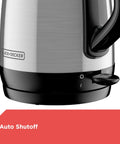 1.7L Cordless Electric Kettle With Rapid Boil Technology And Auto Shutoff, Stainless Steel Water Heater, close-up view