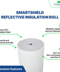 Heavy Duty 10mm Foam Core Radiant Barrier Roll, 60 By 100 Feet Reflective Insulation Sheet, showing premium features and thickness.