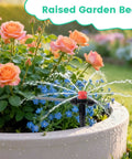 Effortless Plug-and-Play Drip Irrigation System With Quick-Connect Fit watering flowers in raised garden bed