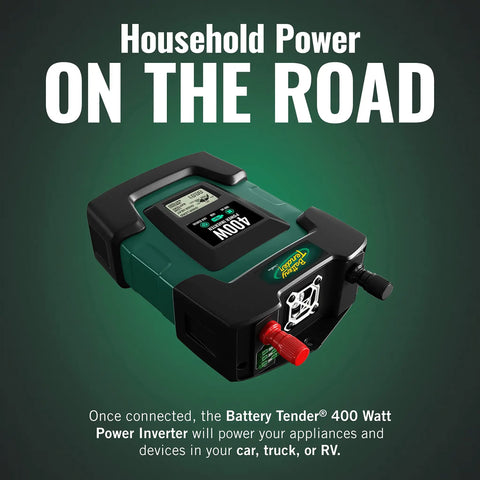 Top Rated 400 Watt Dc To Ac Power Inverter For Cars Rvs And Trailers Features Dual Ac Outlets Plus Two Usb Ports That Hella Crush Your Weekend Trips While The Smart Lcd Panel Monitors Real Time Voltage - close-up view of inverter with LCD display.