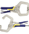 2 Pack 11 Inch Metal Face Clamps with Swivel Pad and Rubber Handle, Heavy Duty Adjustable C Clamps for Woodworking