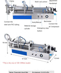 Heavy Duty Pneumatic Liquid Filling Machine With Horizontal Piston Design Shop Ready For Engine Oil Honey Shampoo Multi Rod Setup, side view