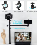 Desk Mount Camera Stand With Magic Arm And One Quarter Inch Ball Head Adjustable 13 To 35 Inch Light Stand with DSLR setup.