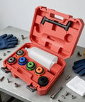 Top Tier Oil Funnel Kit With Flexible Spill Proof Designs And Color Coded Connectors For Fast Garage Oil Changes On Any Car Or Truck Without Extra Adapters So You Can Get Your Fleet Rolling Smooth Today in a case.