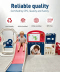 Children playing on 12 In 1 Outdoor Toddler Playset With Slide Swing Basketball Hoop Climbing Wall Tunnel And Hideout Kid Friendly