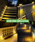 6 Pack Solar Step Lights Outdoor Warm White Stainless Steel With Auto On Off for decks, steps, and pathways at night