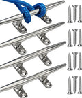 8 Inch 316 Stainless Steel Boat Cleats Open Base With Hardware Set Of 4 For Dock Marine Use And Nautical Decor