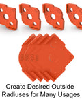Heavy Duty 8 Radius Corner Router Jig Template Kit Built With Durable ABS Material For Slick Rounded Edges in various sizes.