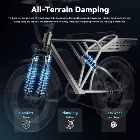 RetroVolt Electric Bike with hydraulic suspension under all-terrain damping lighting