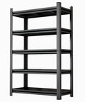 Heavy Duty Metal Five Tier Storage Shelving Unit For Garage, Home And Office, 63 Inch Tall, Black Finish, 39.37 x 19.68 Inch