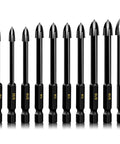 Front view of 10 Piece Glass Concrete Drill Bit Set With Hex Shank Tungsten Carbide Tips For Masonry Drilling In Brick Plastic Wood